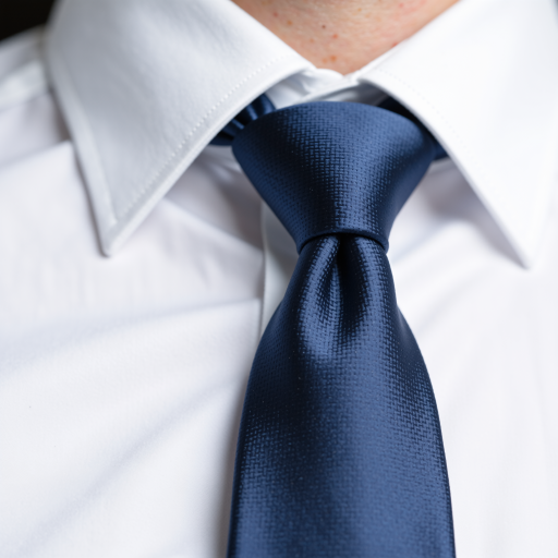 四十五岁左右男性头像，穿深灰色西装，白色衬衫，系深蓝色领带，背景为浅米色，正面严肃表情，明亮自然光